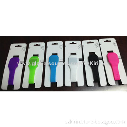 Silicone LCD touch watch, time and date display on dial, for ladies